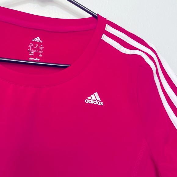 VINTAGE ADIDAS ACTIVEWEAR JERSEY T-SHIRT MEDIUM HOT PINK HARDLY WORN - Picture 3 of 7